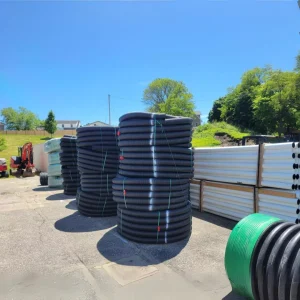 6" Green 250 Micron Filtered Drainage Pipe 100' Roll 4-in x 100-ft Corrugated Perforated Pipe 4-in x 100-ft Corrugated Non Perforated Pipe 4-in x 250-ft Corrugated Perforated Pipe 4-in x 250-ft Corrugated Non Perforated Pipe